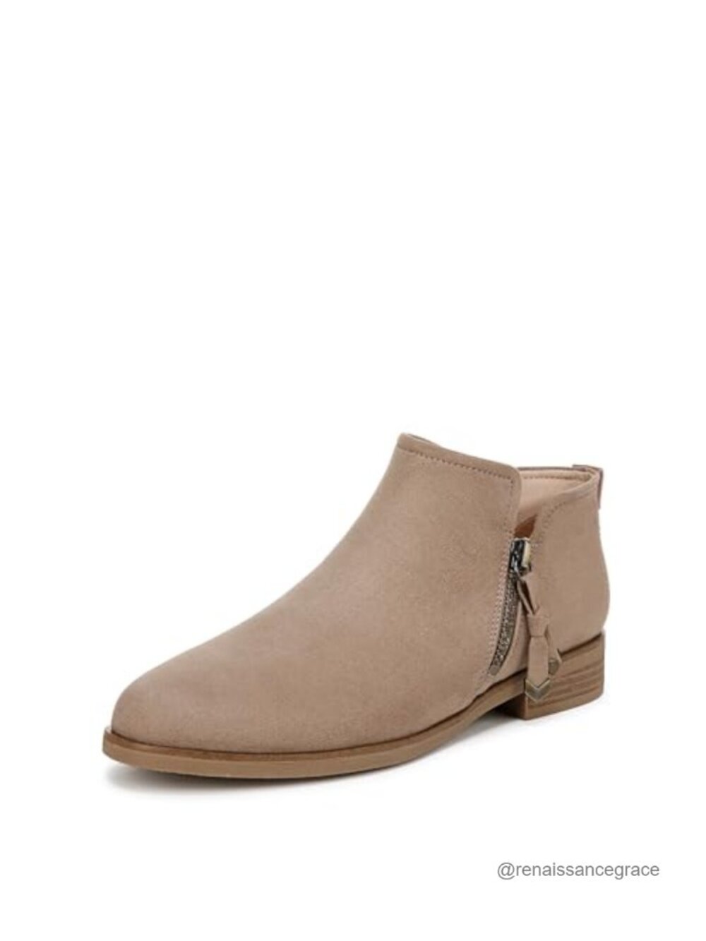 Women's Faux Suede Ankle Booties with Side Zipper 1 Inch Block Heel